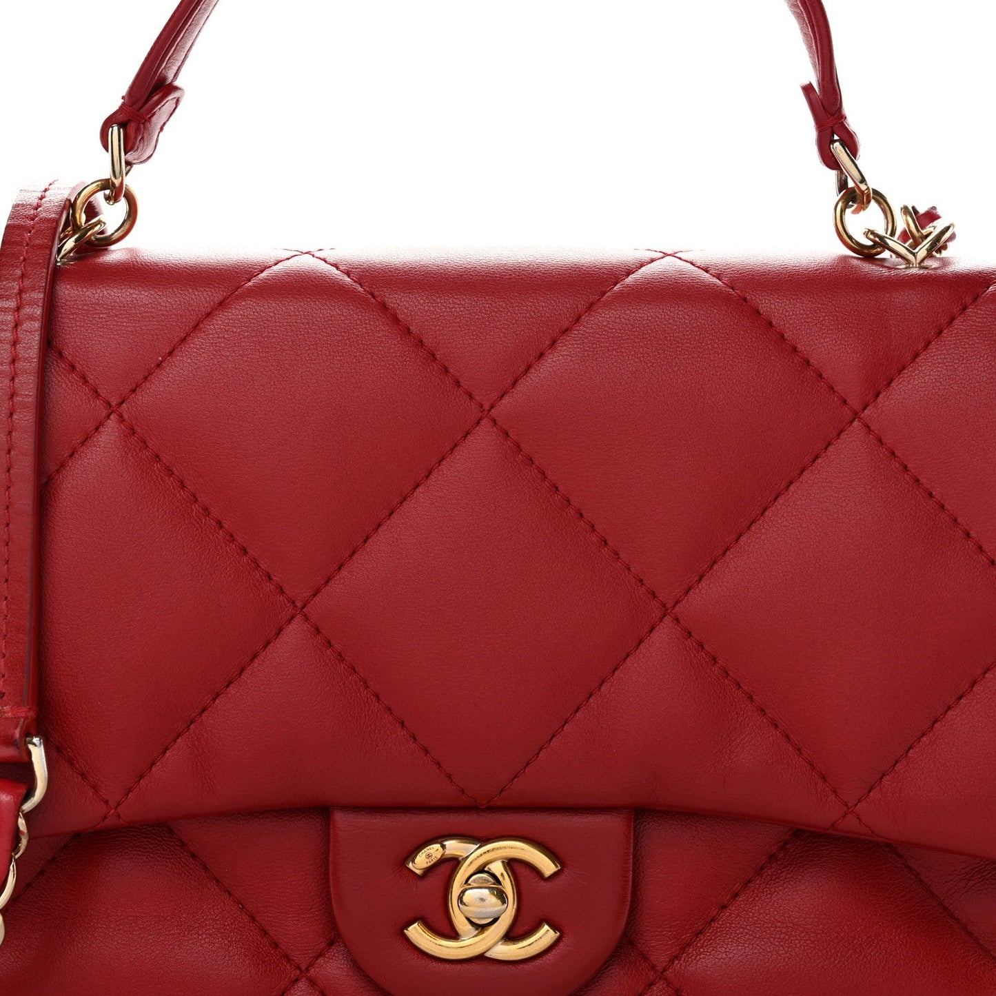 Lambskin Quilted Easy Carry Flap Red