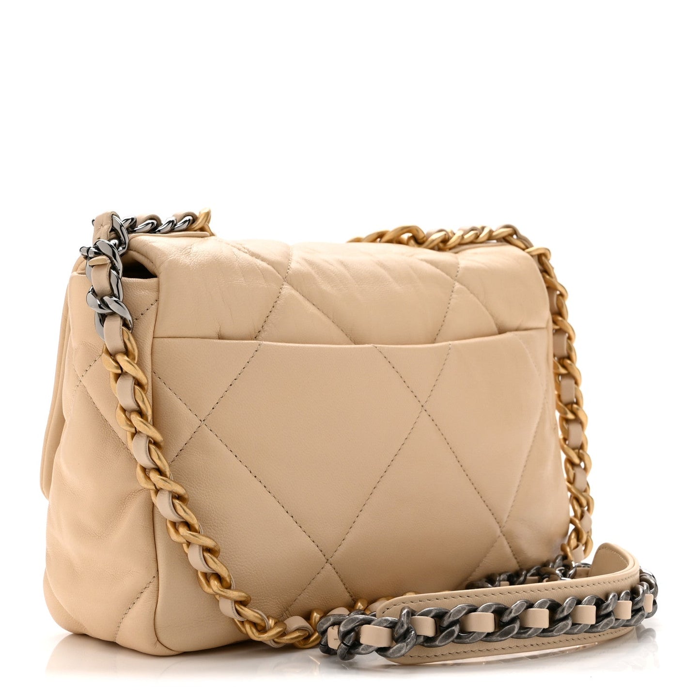 Lambskin Quilted Medium Chanel 19 Flap Light Beige