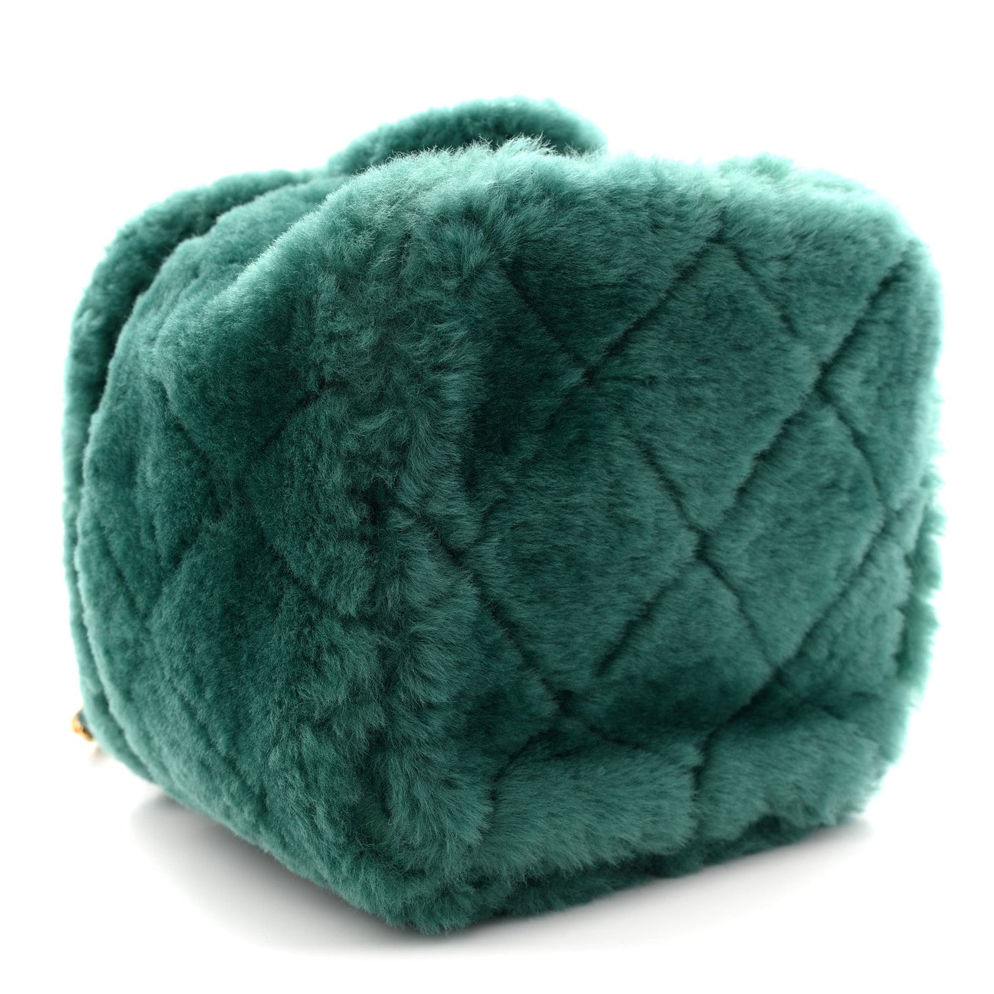 Shearling Lambskin Quilted Small Vanity Case Green