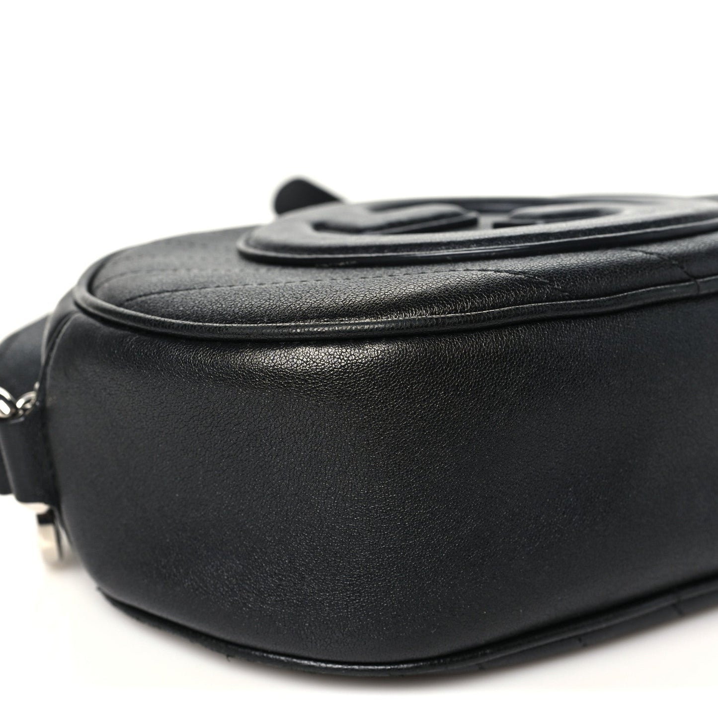 Sakai Be Green Calfskin Diagonal Stitched Mini Blondie Shoulder Bag Black