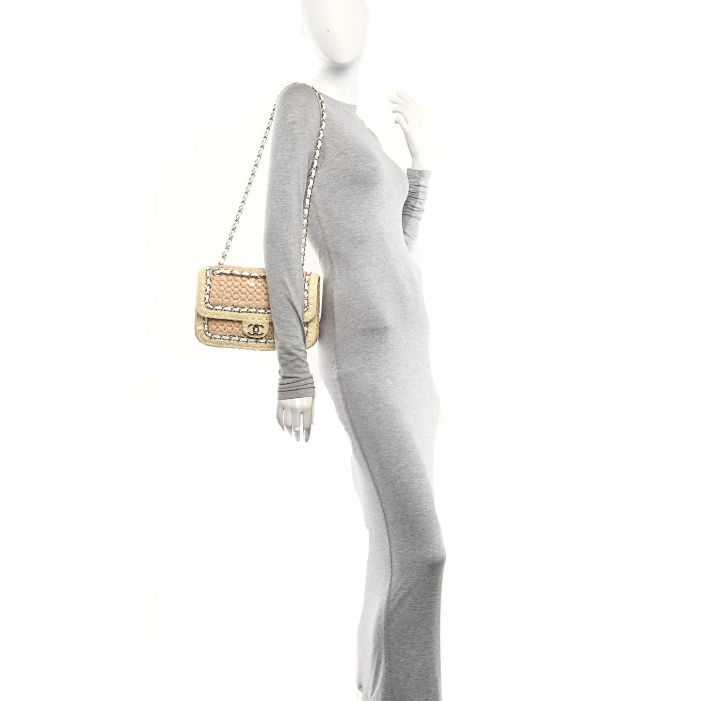 Raffia Chain Venice Beach Flap Bag Beige Yellow