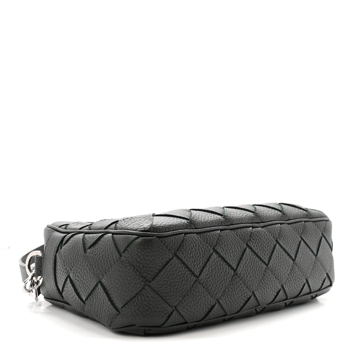 Grained Calfskin Intrecciato Medium Camera Bag Dark Green