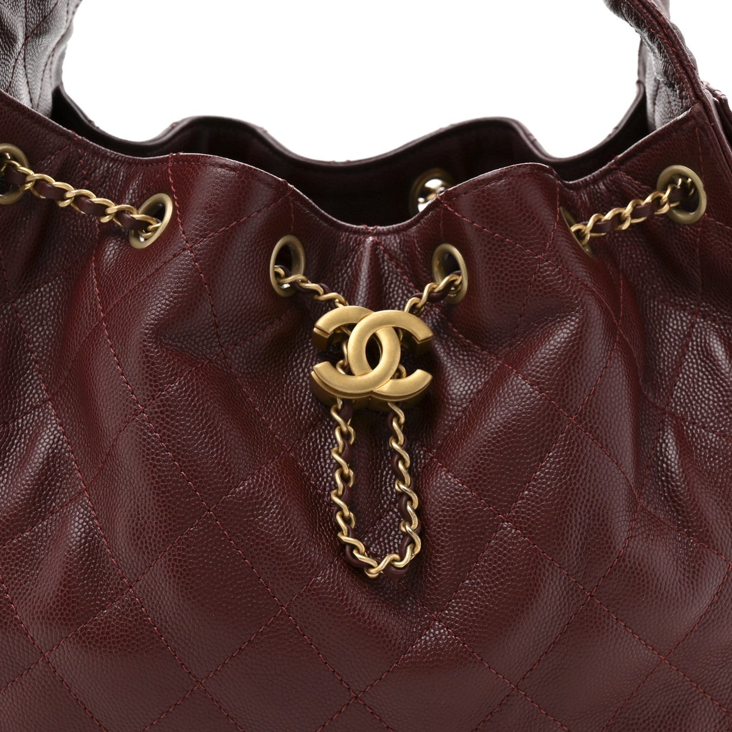 Caviar Quilted Small Chanel 25 Handbag Burgundy