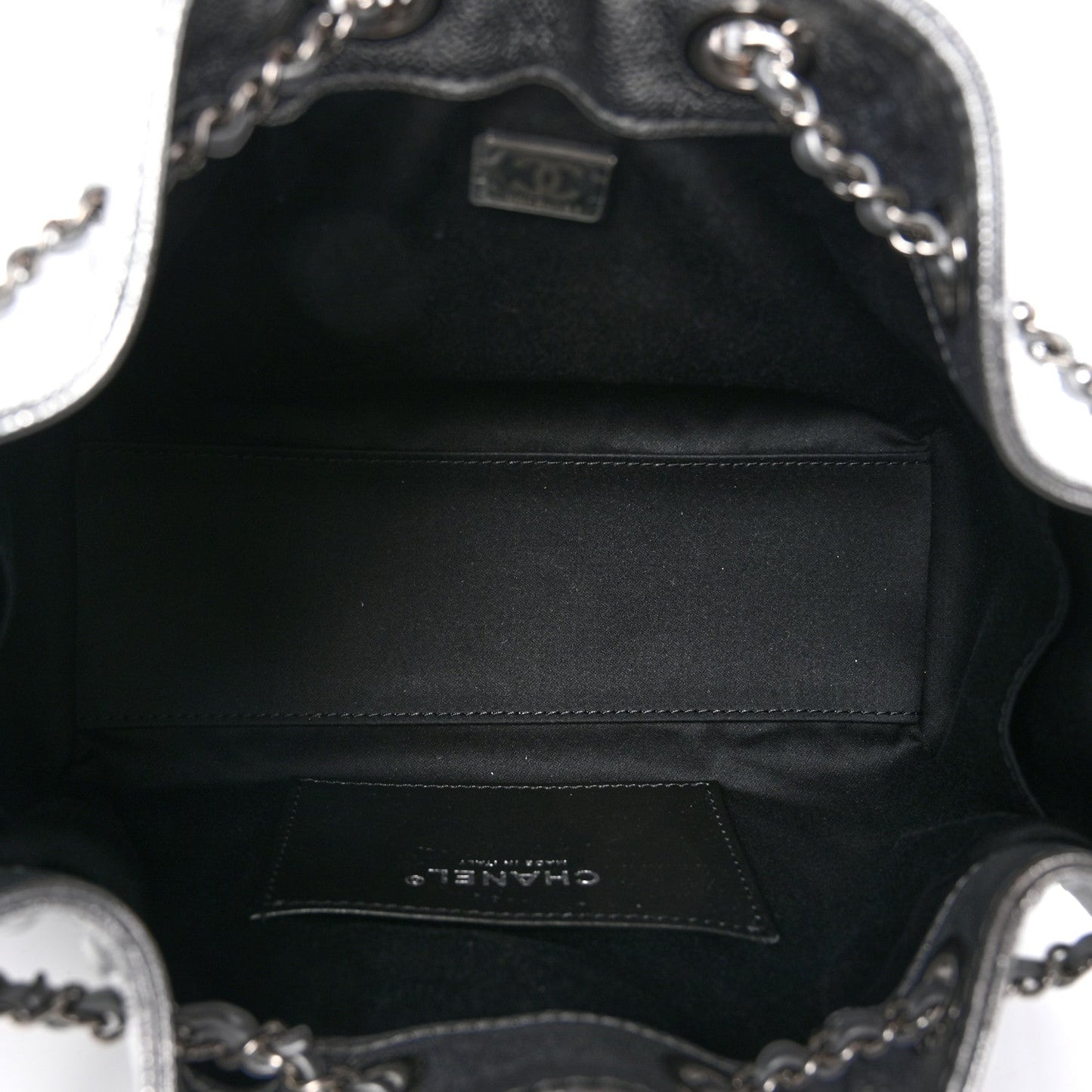 Metallic Caviar Quilted Mini Chanel 25 Handbag Silver