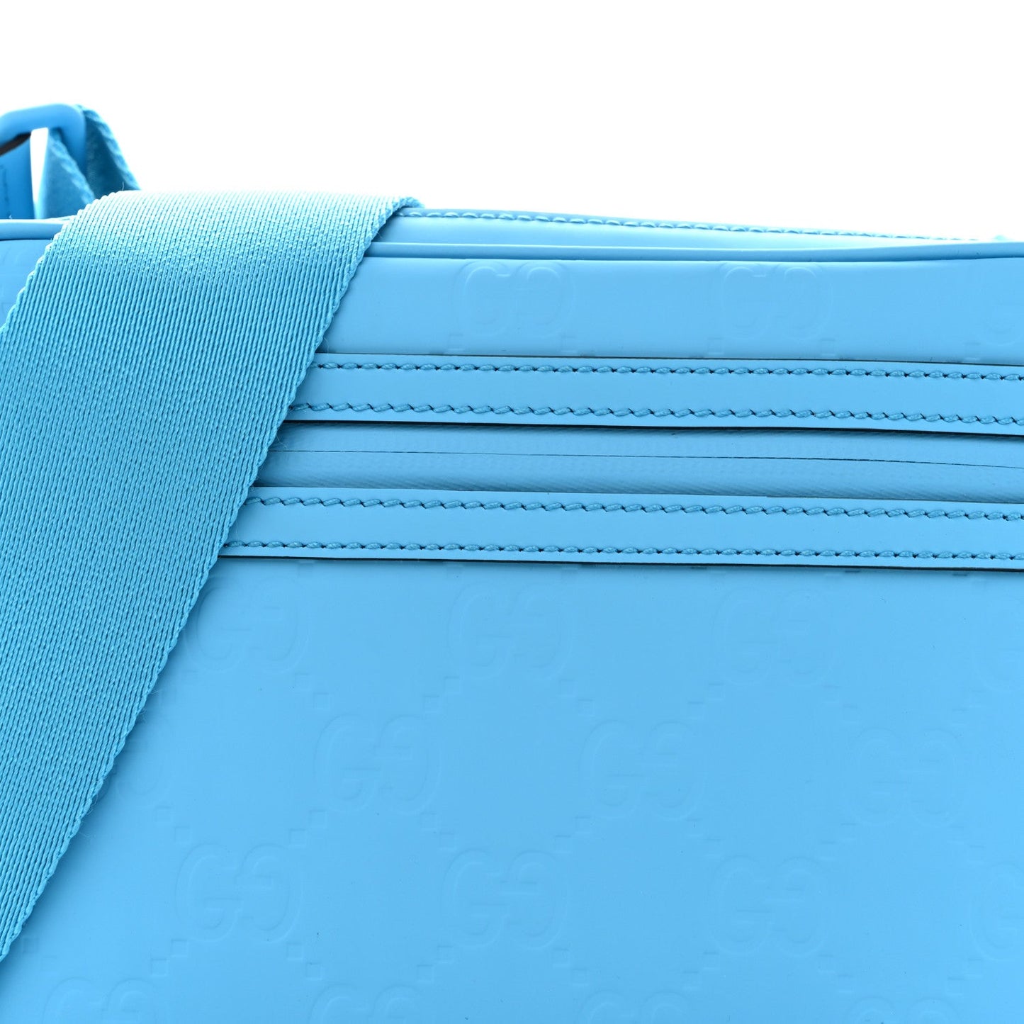 Rubber Effect Monogram GG Crossbody Bag Bright Blue