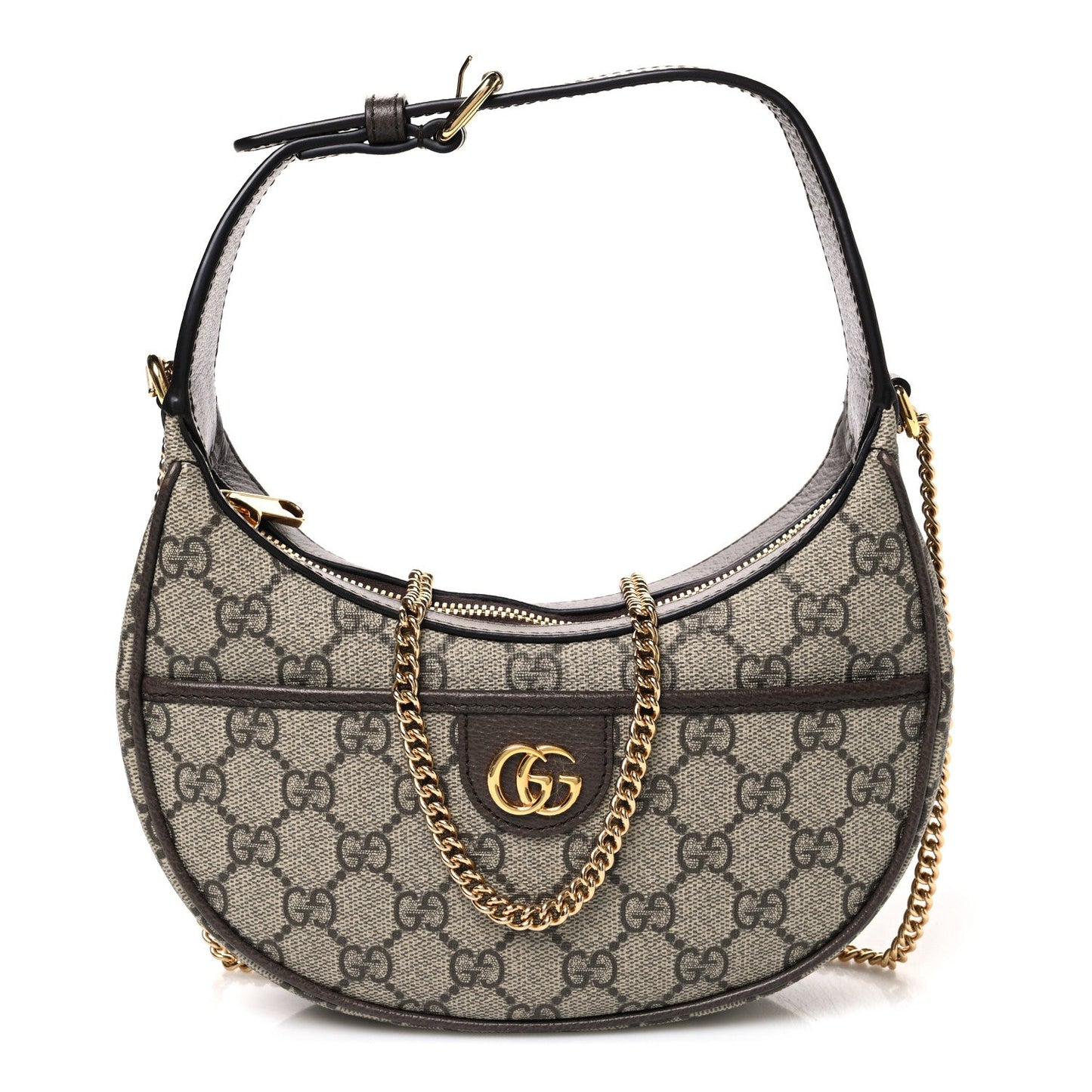 GG Supreme Monogram Textured Dollar Calfskin Small Ophidia Shoulder Bag Beige Ebony New Acero