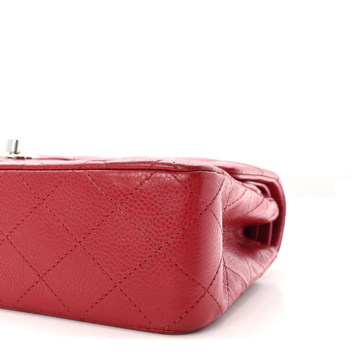 Caviar Quilted Medium Double Flap Red