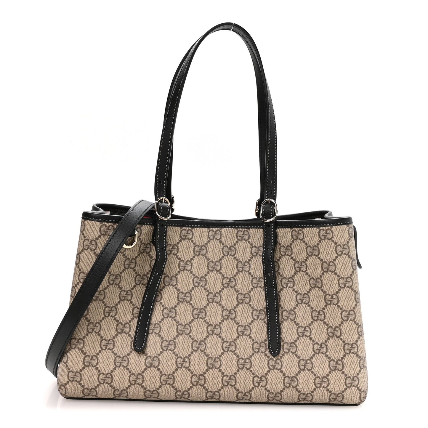 GG Supreme Monogram Emblem Medium Tote Bag Beige Black