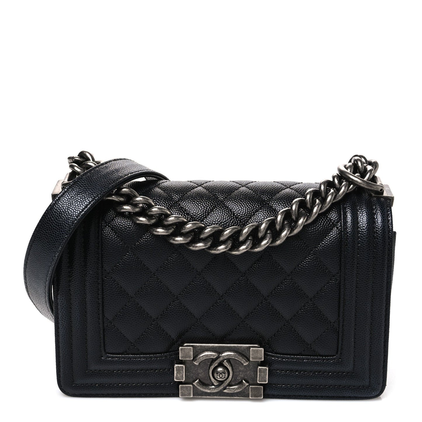 Caviar Quilted Small Boy Flap Black