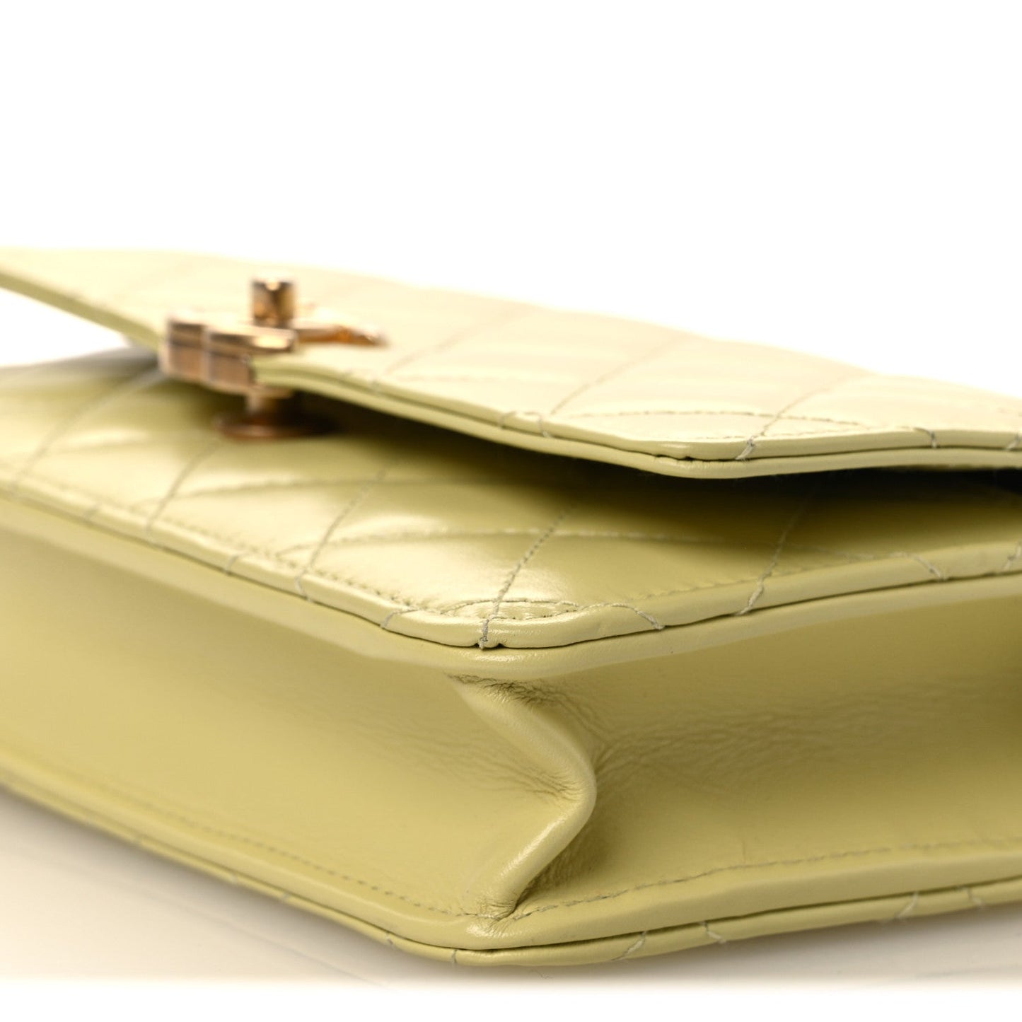 Calfskin Quilted Perfect Fit Wallet On Chain WOC Yellow