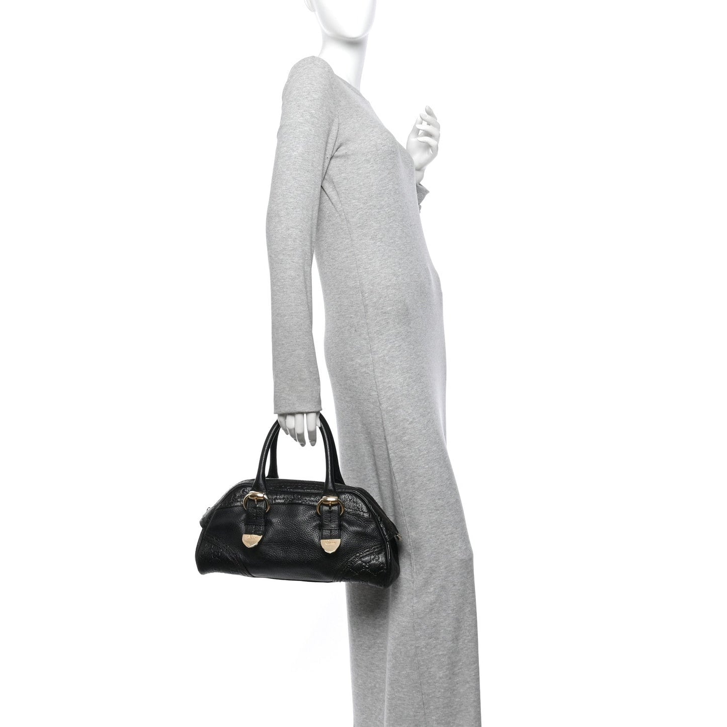 Calfskin Guccissima Signoria Bowler Bag Black