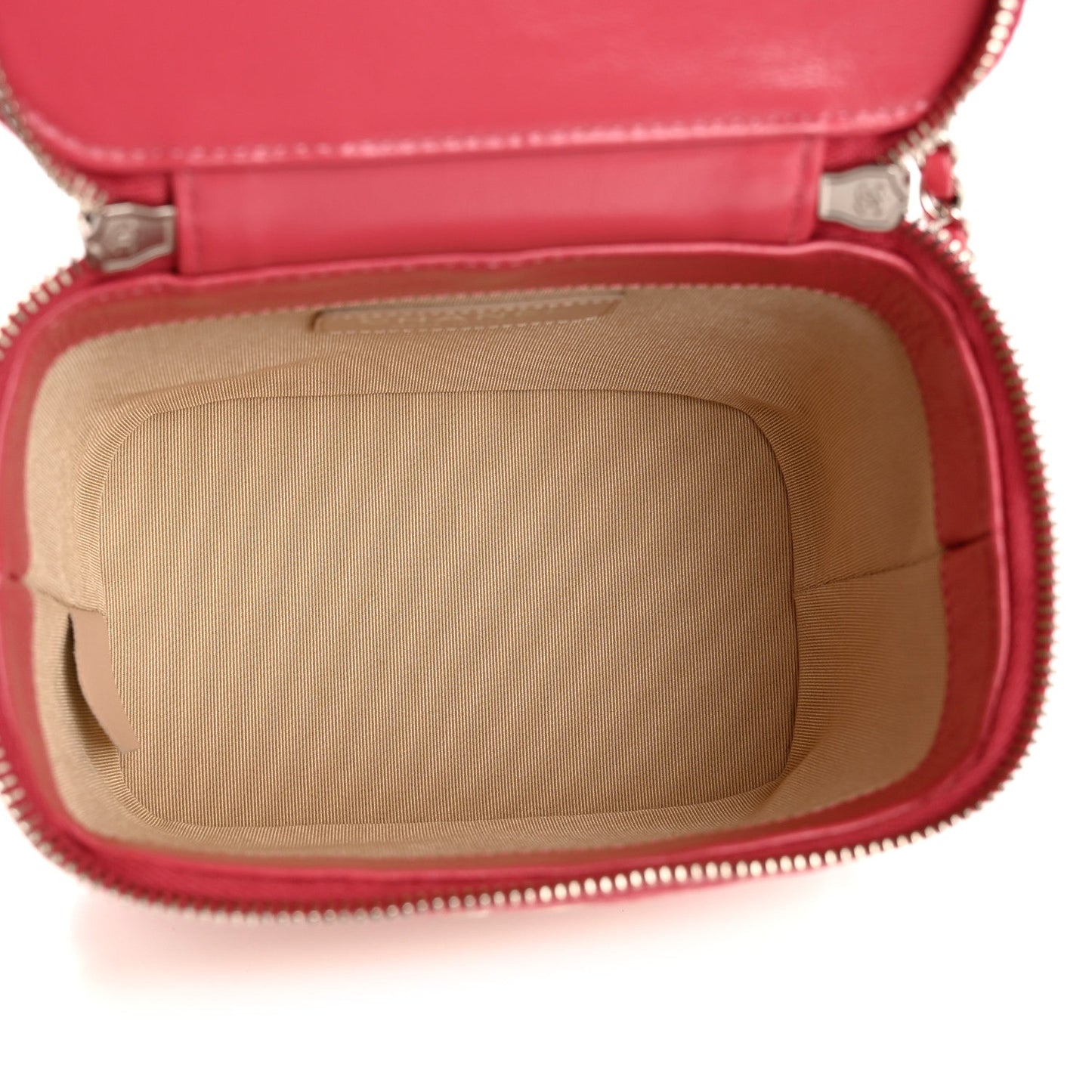 Calfskin Raffia Small Take Away Vanity Case Bag Pink Beige
