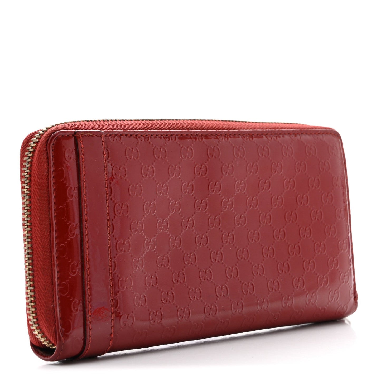 Patent Microguccissima Zip Around Wallet Rose Bed