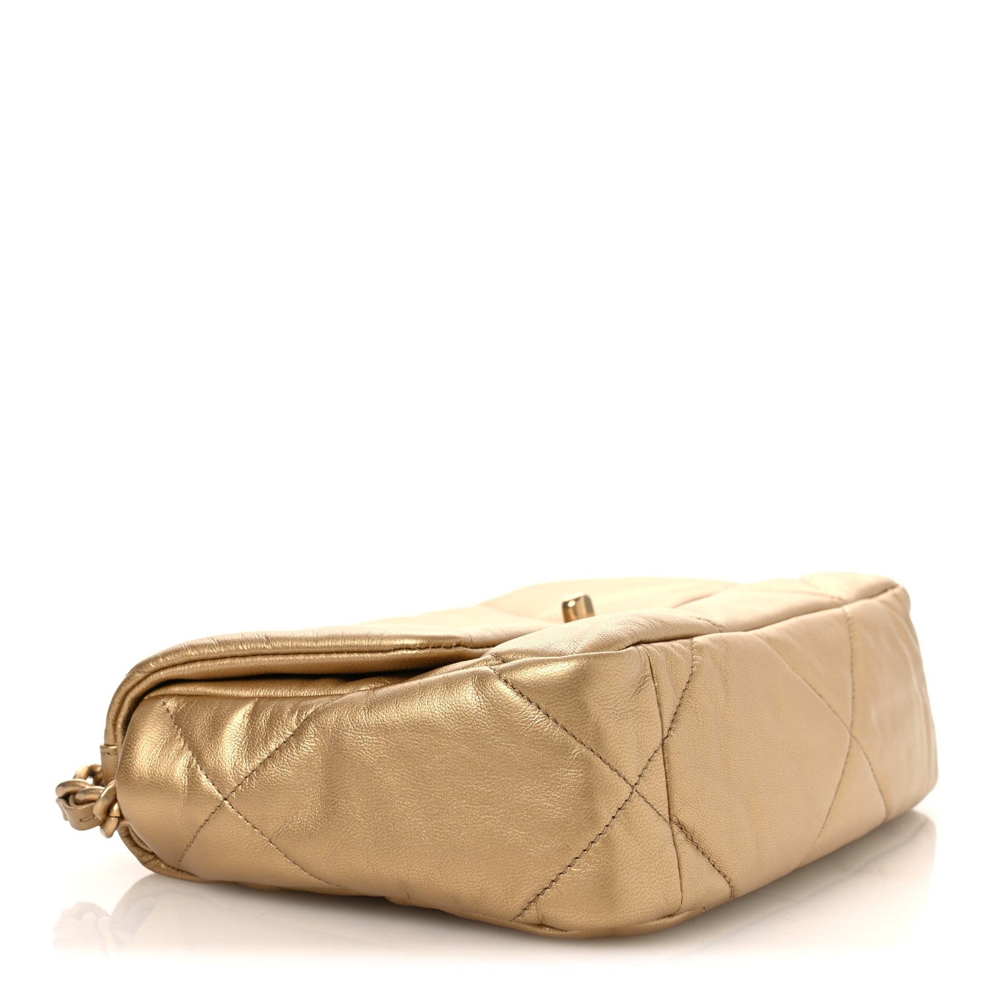 Metallic Goatskin Quilted Medium Chanel 19 Flap Gold