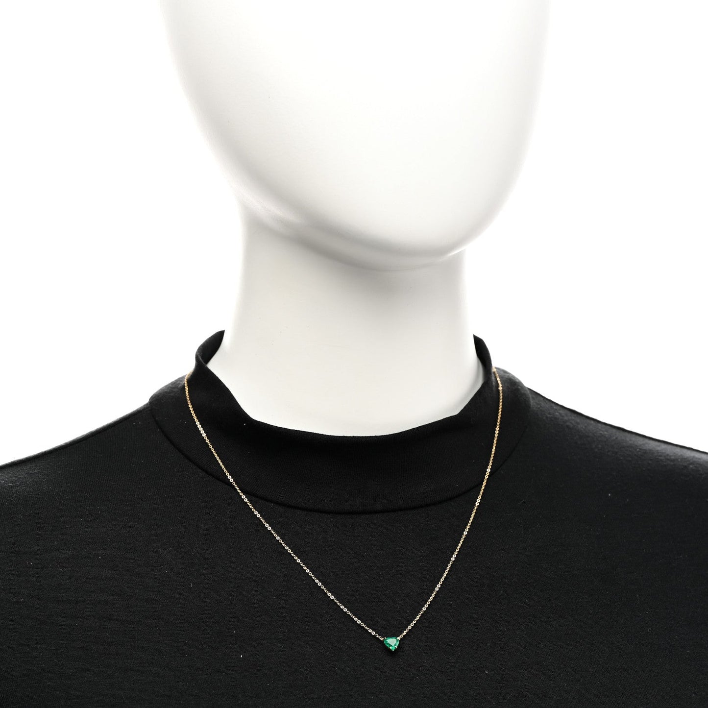 18K Yellow Gold Emerald Heart Necklace