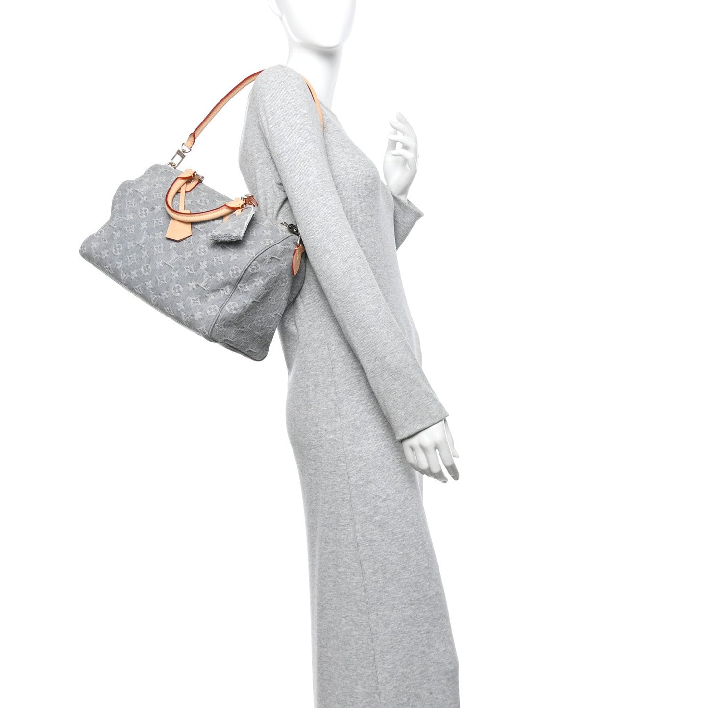 Monogram Denim Speedy Soft 30 Washed Gray