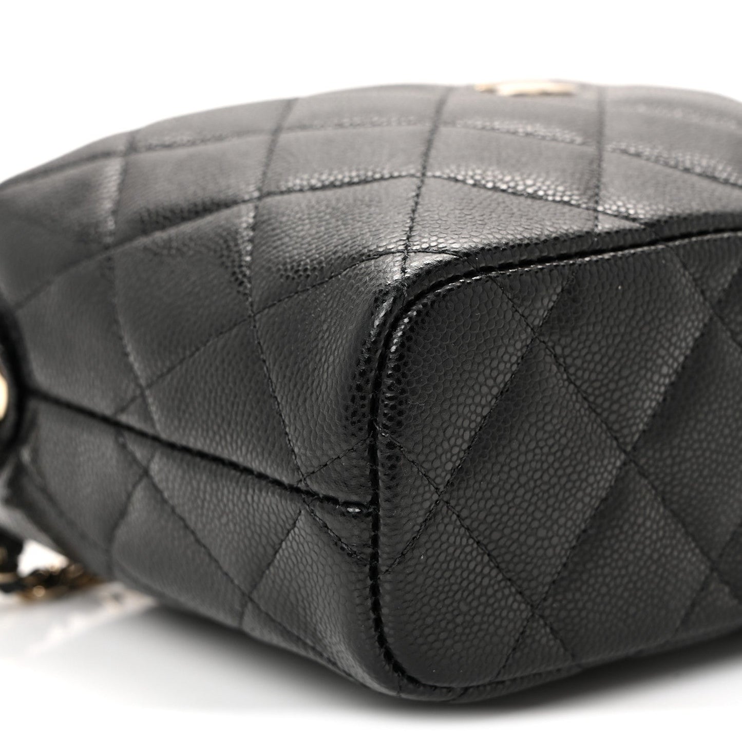 Caviar Quilted Hobo Clutch With Chain  Black