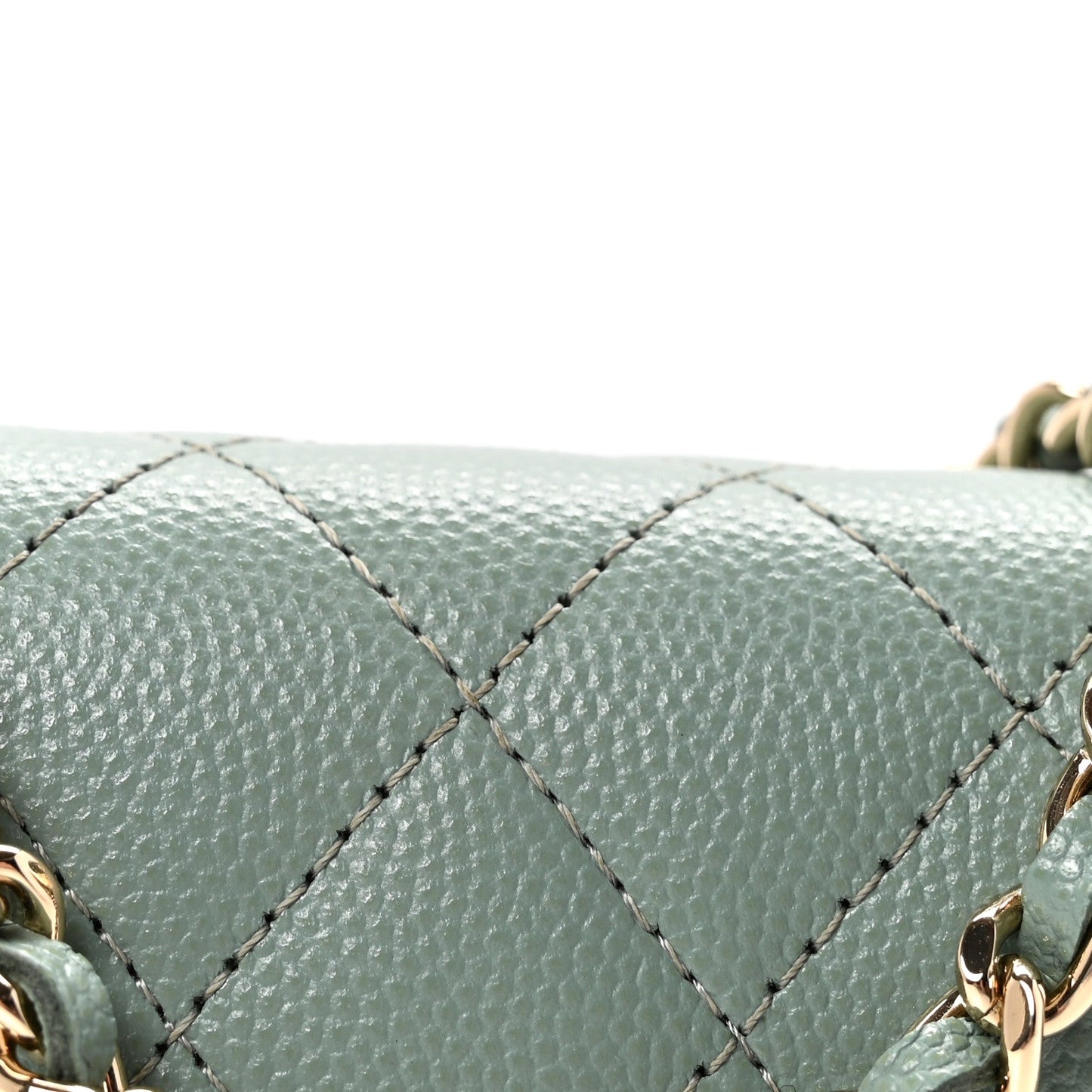 Caviar Quilted Mini Clutch With Chain Light Green