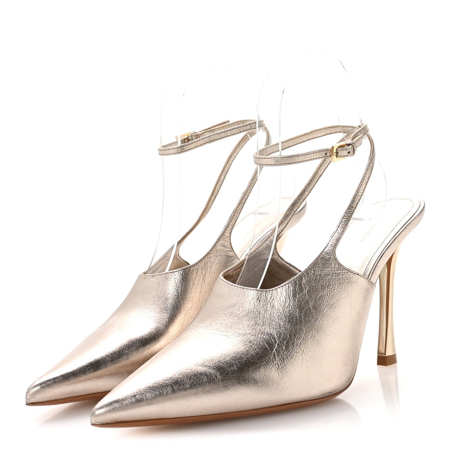 Laminated Sheepskin Show Slingback Pumps 36 Dusty Gold