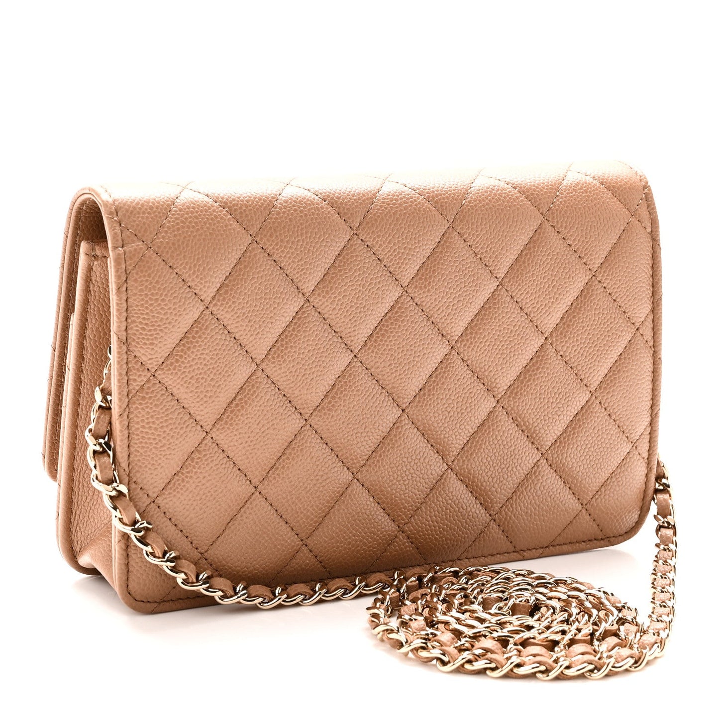 Caviar Quilted Multi Chain Wallet On Chain WOC Beige