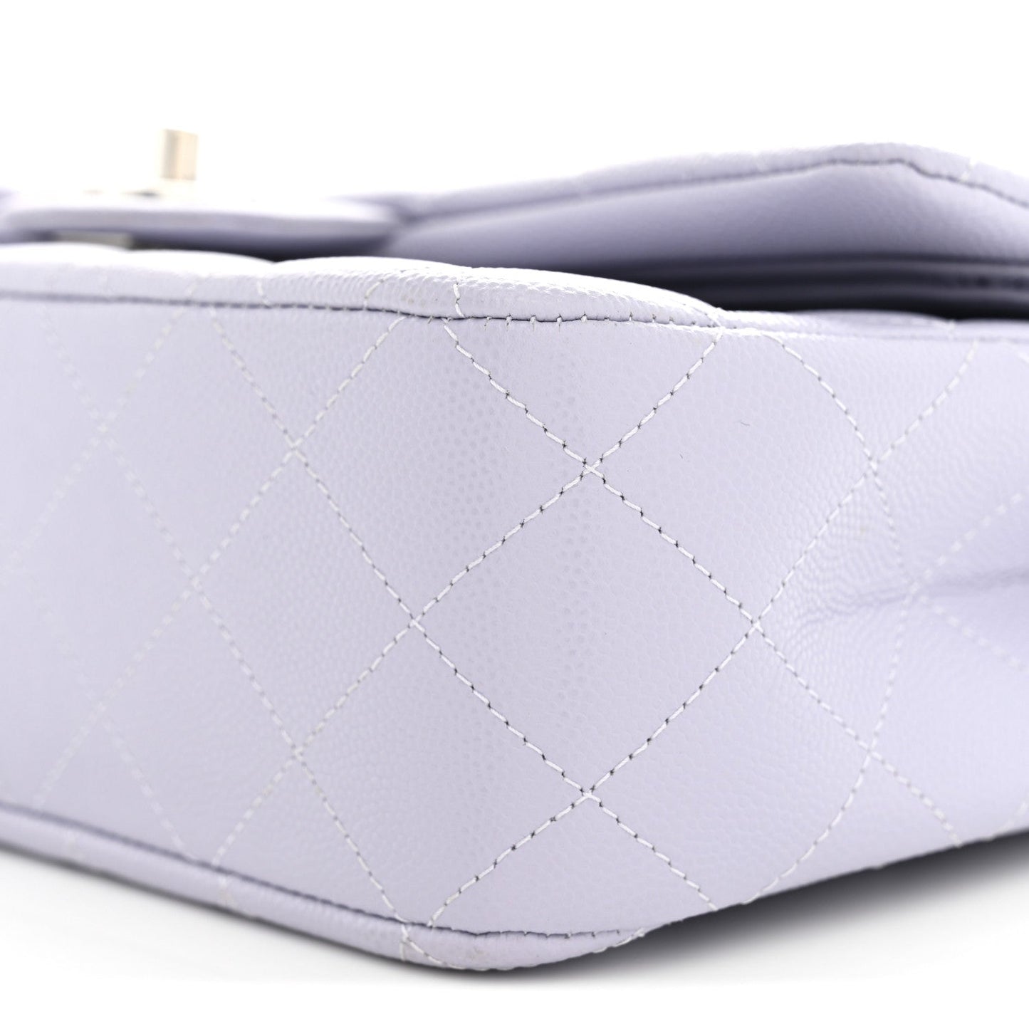 Caviar Quilted Medium Double Flap Light Purple