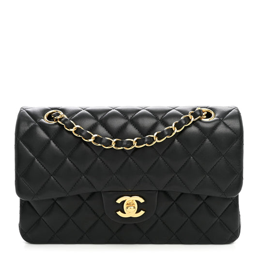 Lambskin Quilted Small Double Flap Black