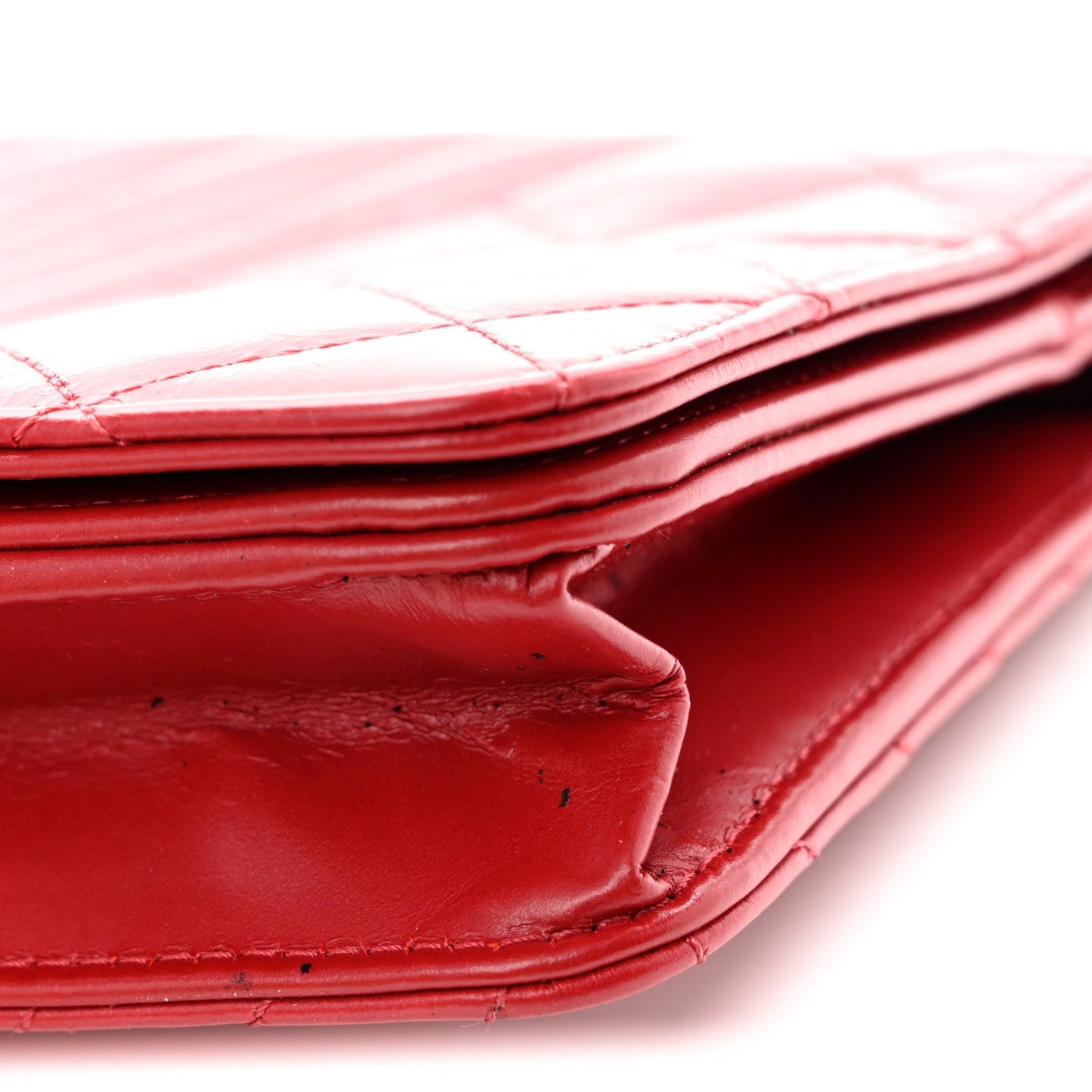 Glazed Calfskin Quilted Coco Boy Wallet On Chain WOC Red