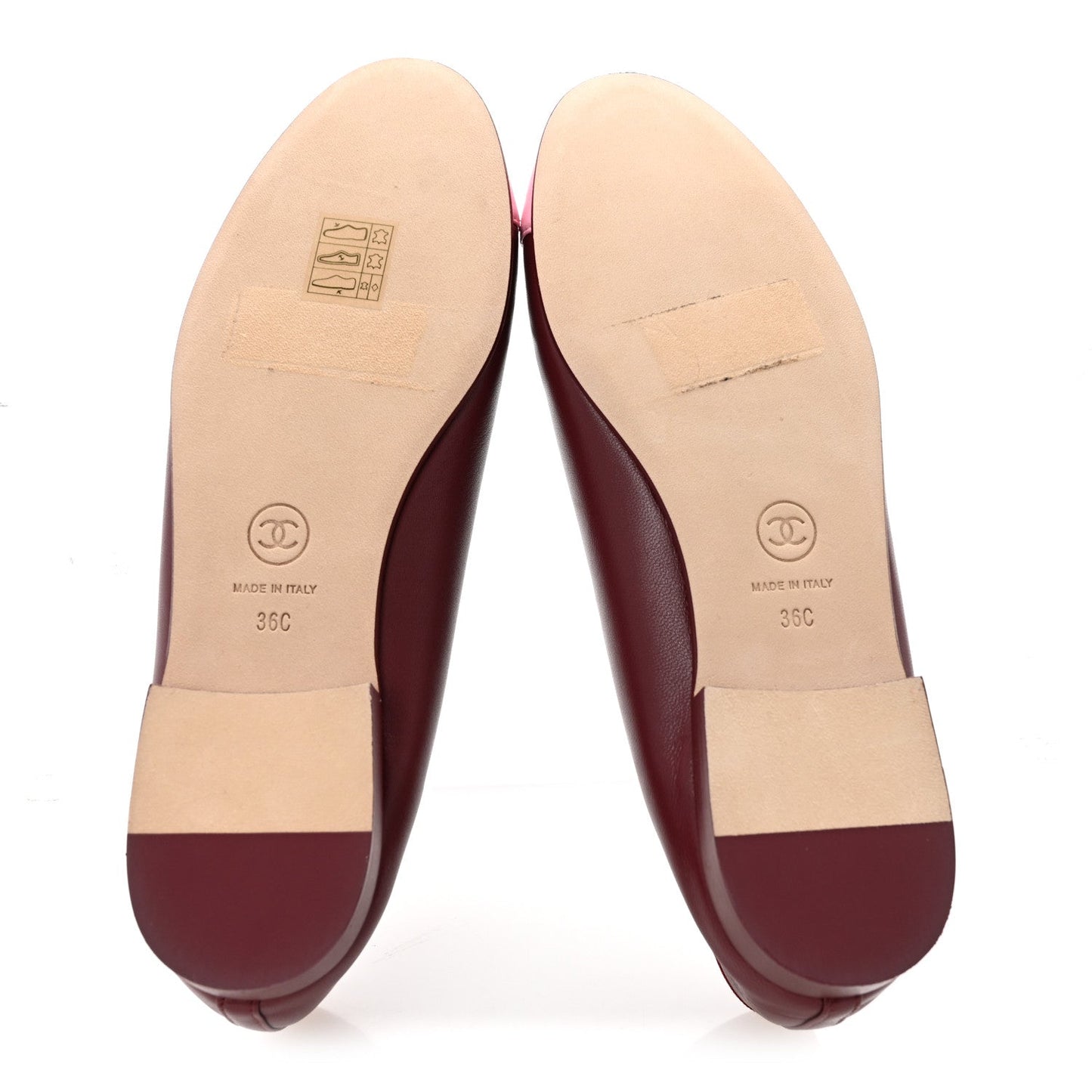 Lambskin Cap Toe CC Ballerina Flats 36 Burgundy Pink