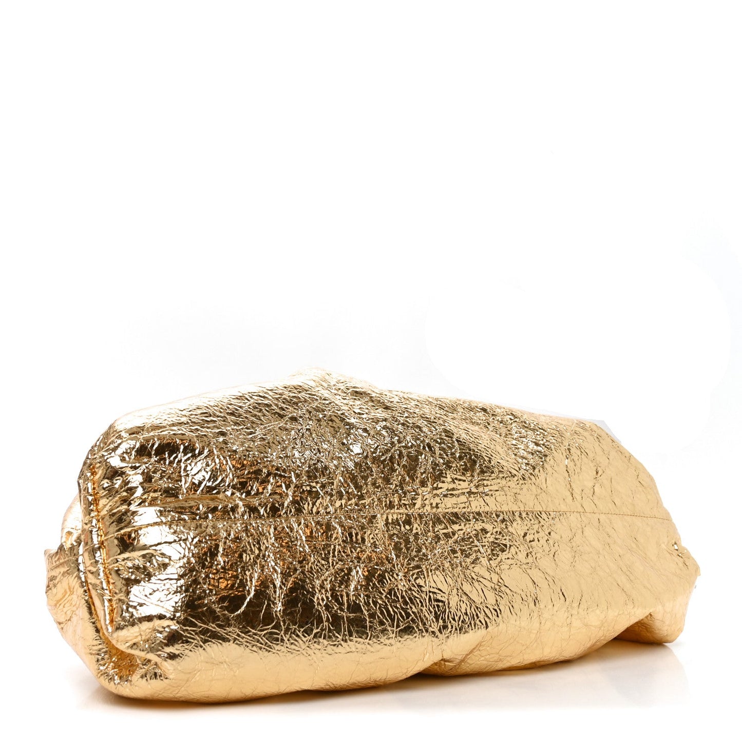 Metallic Crushed Calfskin The Pouch Oversized Clutch Gold