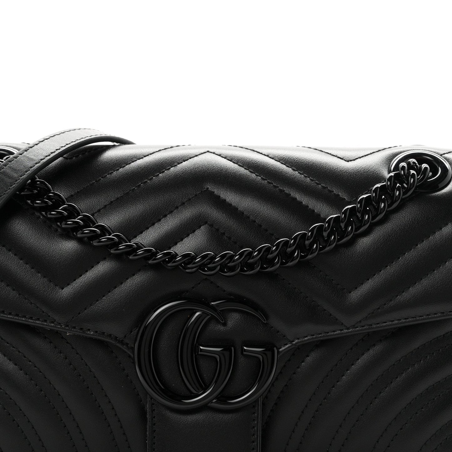 Calfskin Matelasse Monochrome Small GG Marmont Shoulder Bag Black