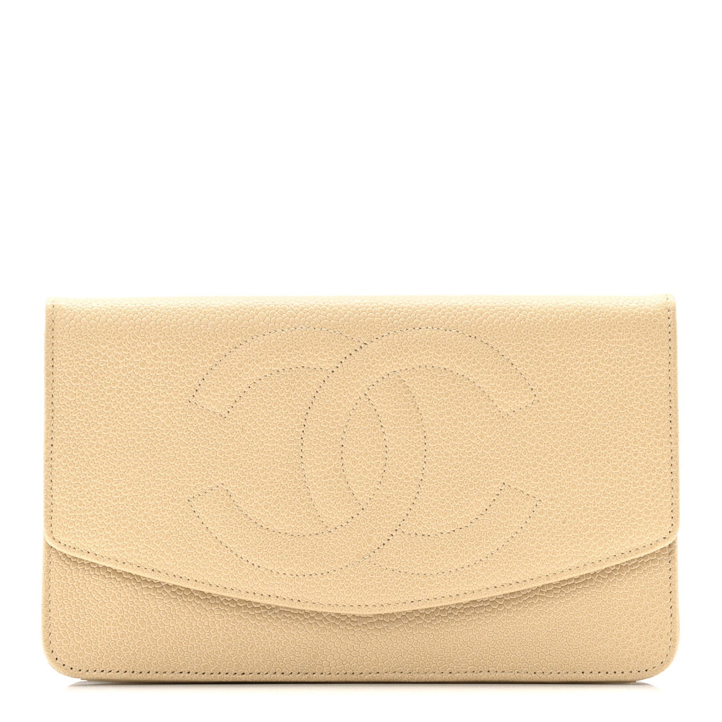 Caviar CC Timeless Flap Wallet Beige