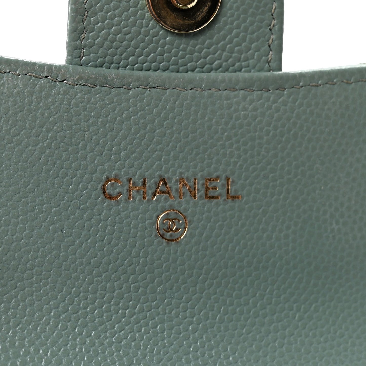 Caviar Quilted Mini Clutch With Chain Light Green