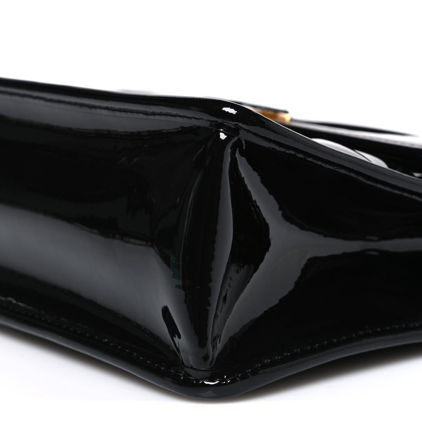 Patent Quilted Mini Graphic Catch Flap Black