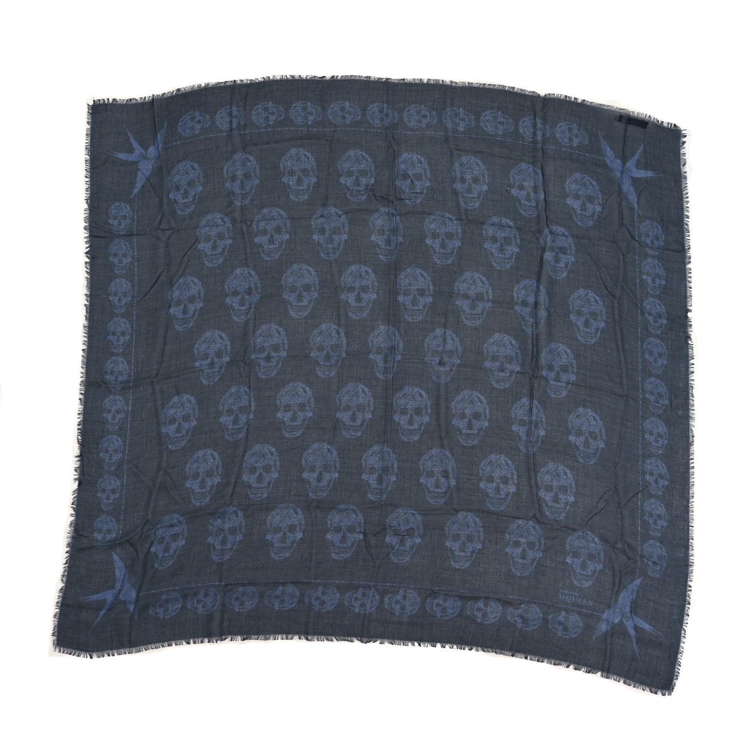Silk Modal Skull Scarf Blue
