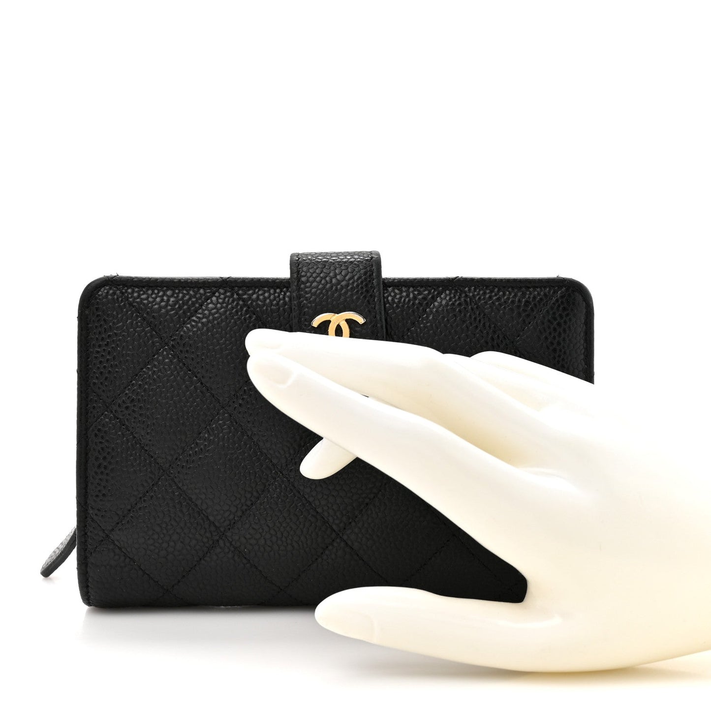 Caviar Quilted Zipped Pocket Wallet Black