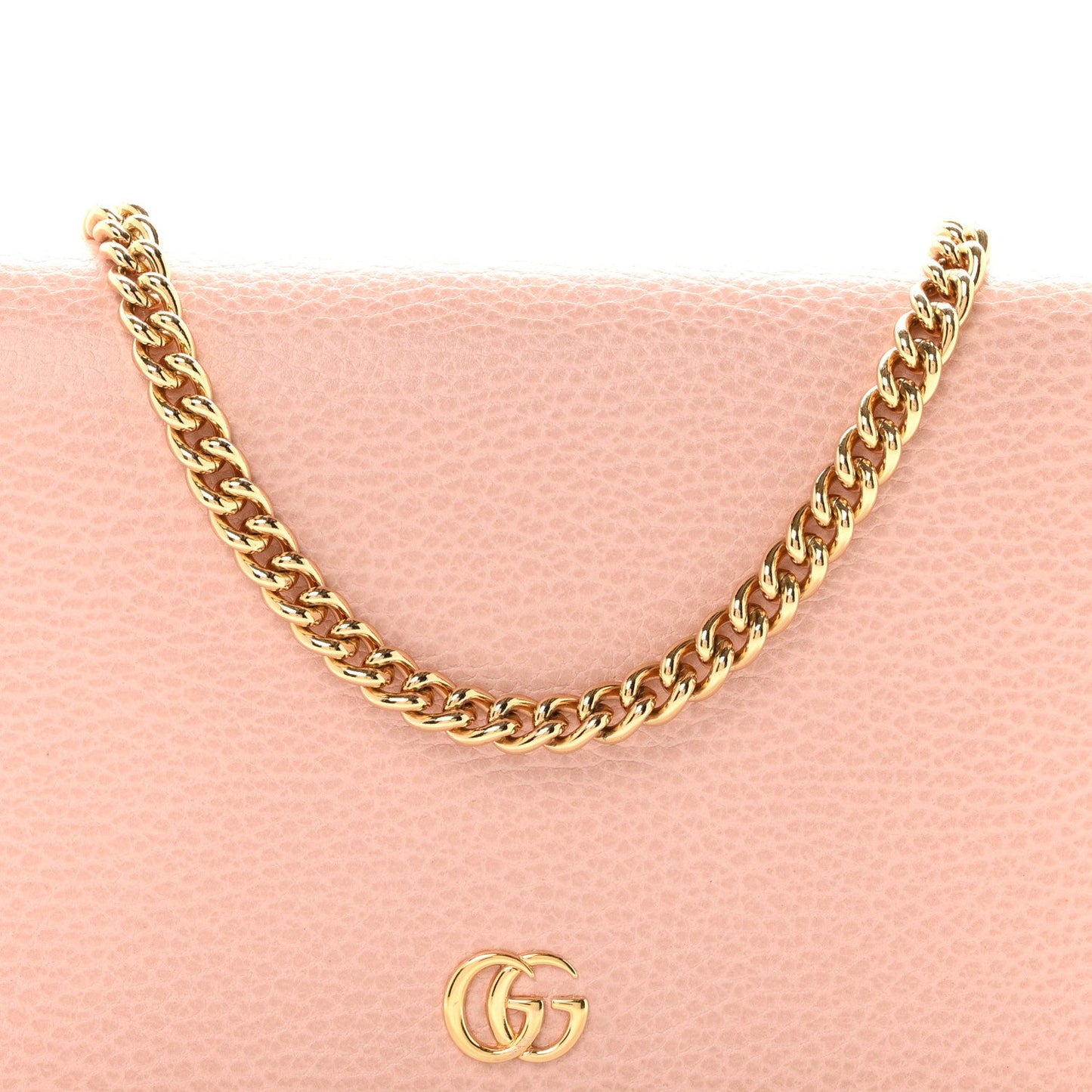 Dollar Calfskin Mini GG Marmont Chain Wallet Perfect Pink