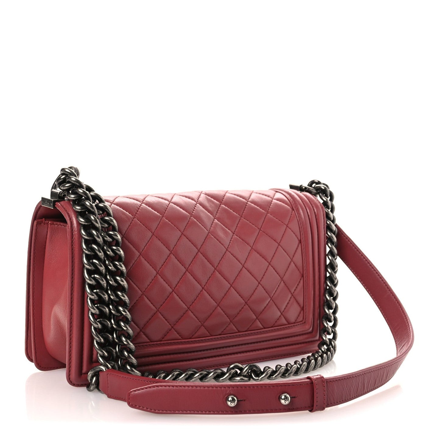 Lambskin Quilted Medium Boy Flap Dark Pink