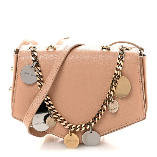 Soft Grained Goatskin Arrow Crossbody Bag With Chain Ballet Pink