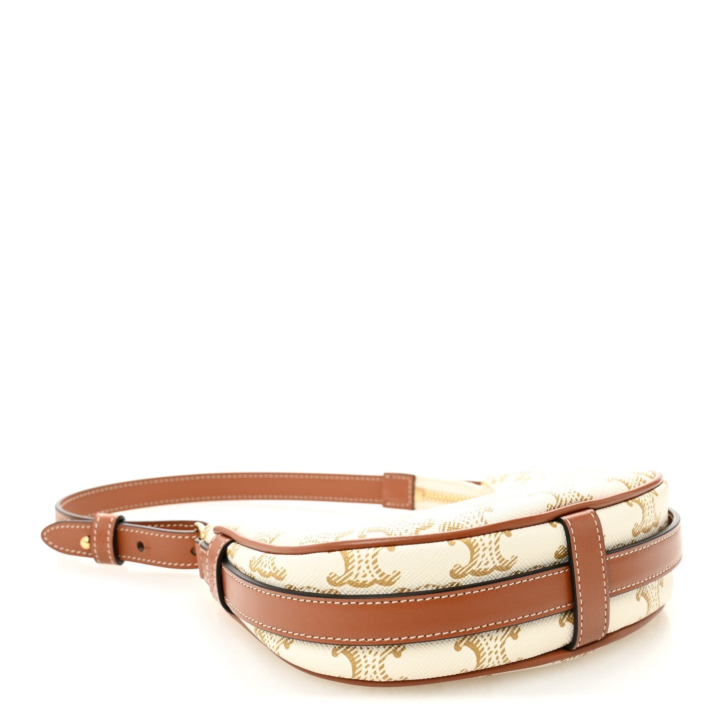 Canvas Calfskin Mini Ava Triomphe Shoulder Bag White