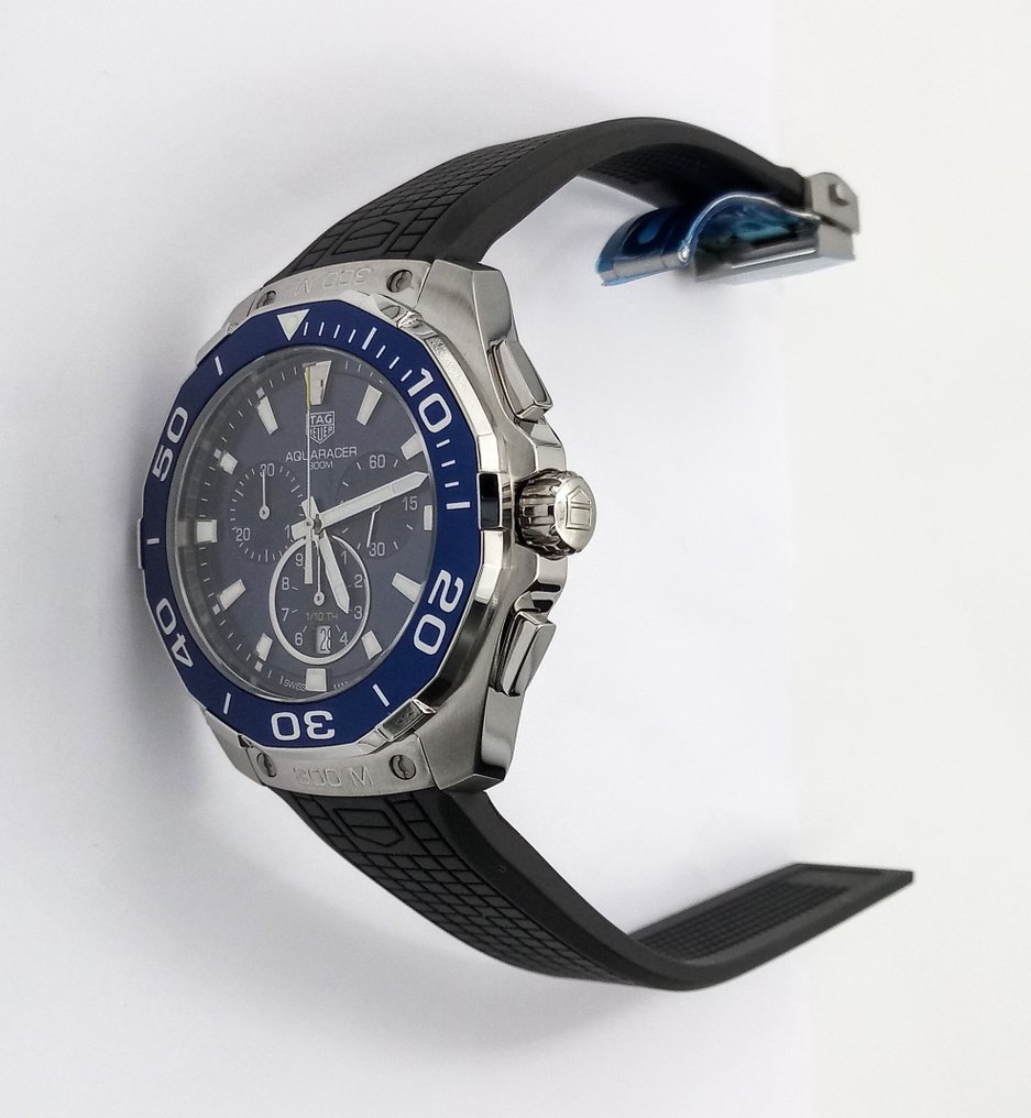 Tag Heuer Aquaracer Chronograph Blue Dial Black Rubber Strap Watch for Men - CAY111B.FT6041