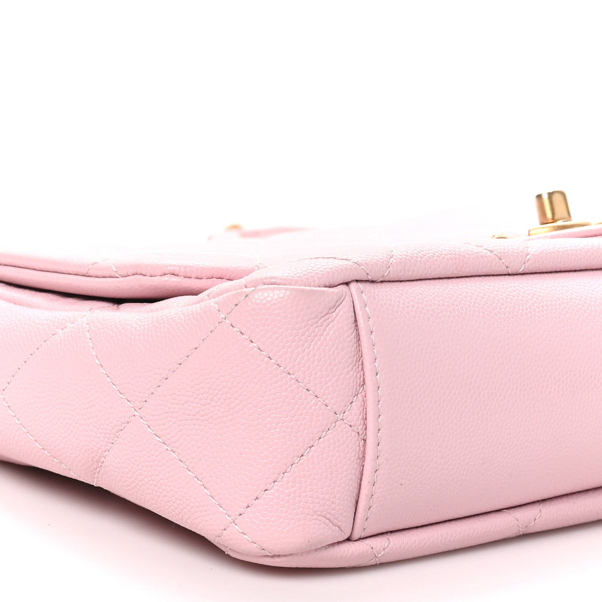 Caviar Quilted Medium Chain Flap  Light Pink