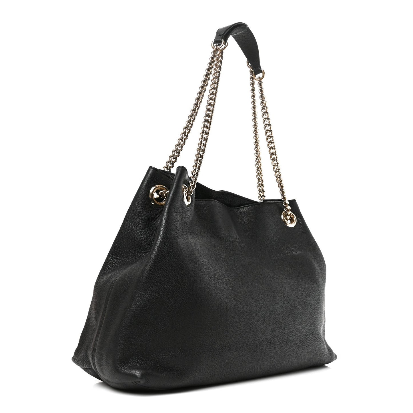Pebbled Calfskin Medium Soho Chain Shoulder Bag Black