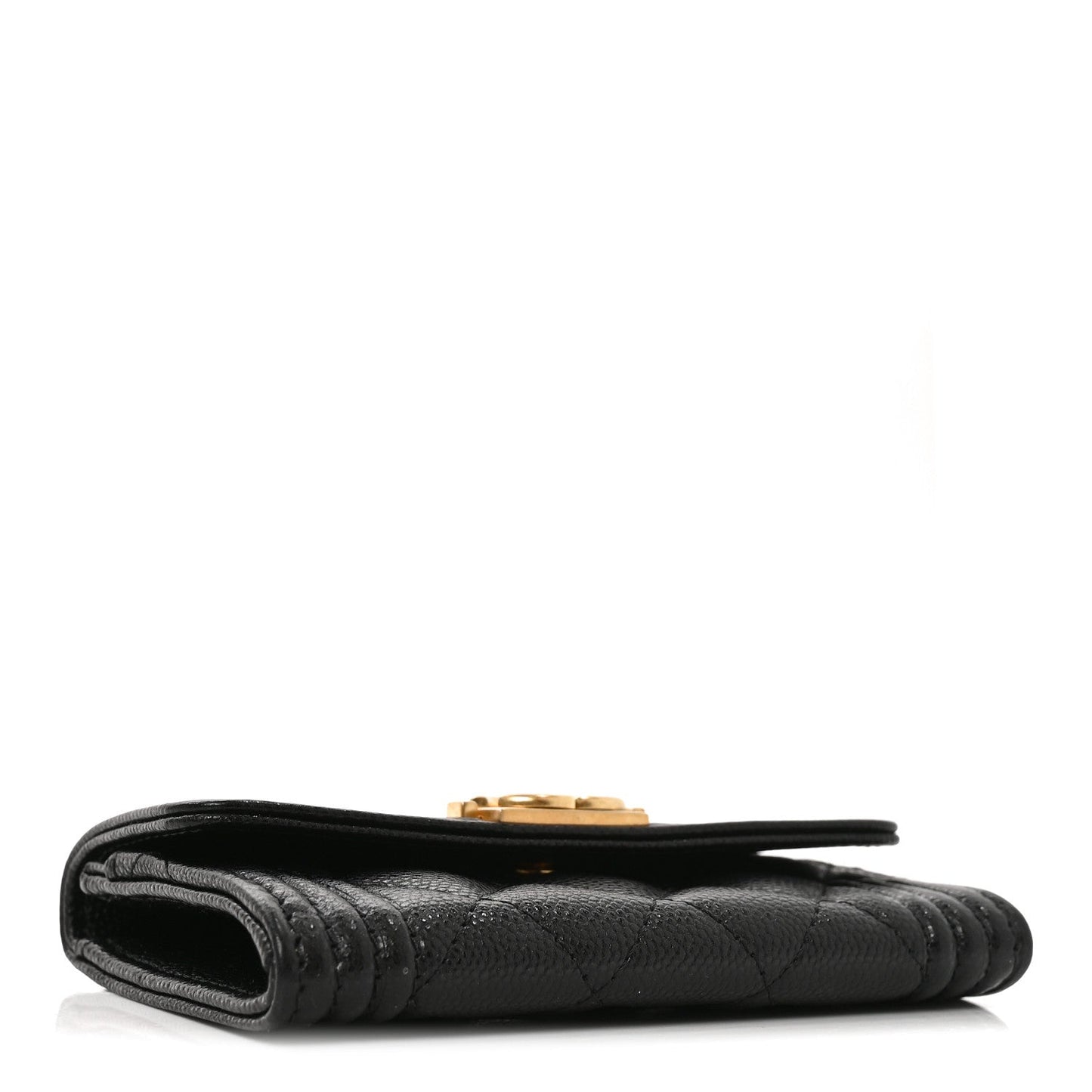 Caviar Quilted Boy Flap Card Holder Black