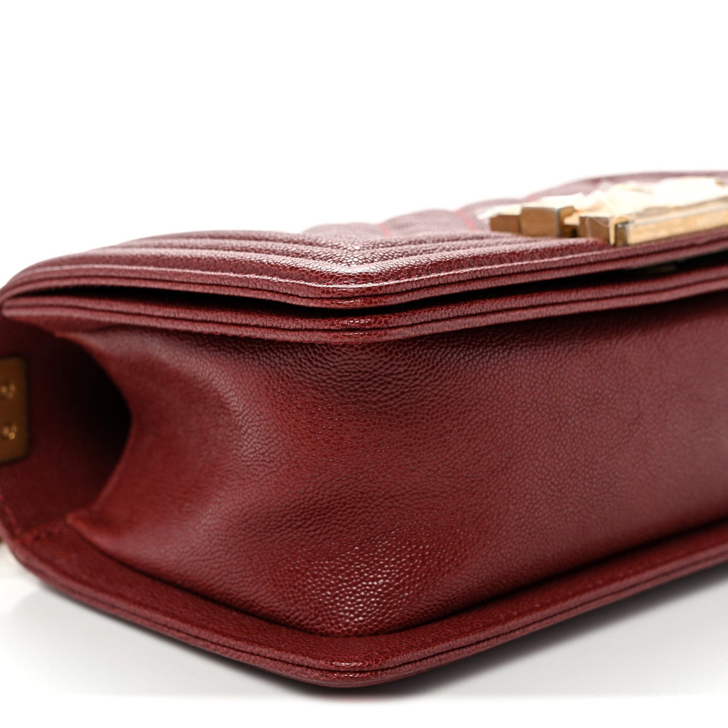 Caviar Quilted Small Boy Flap Burgundy
