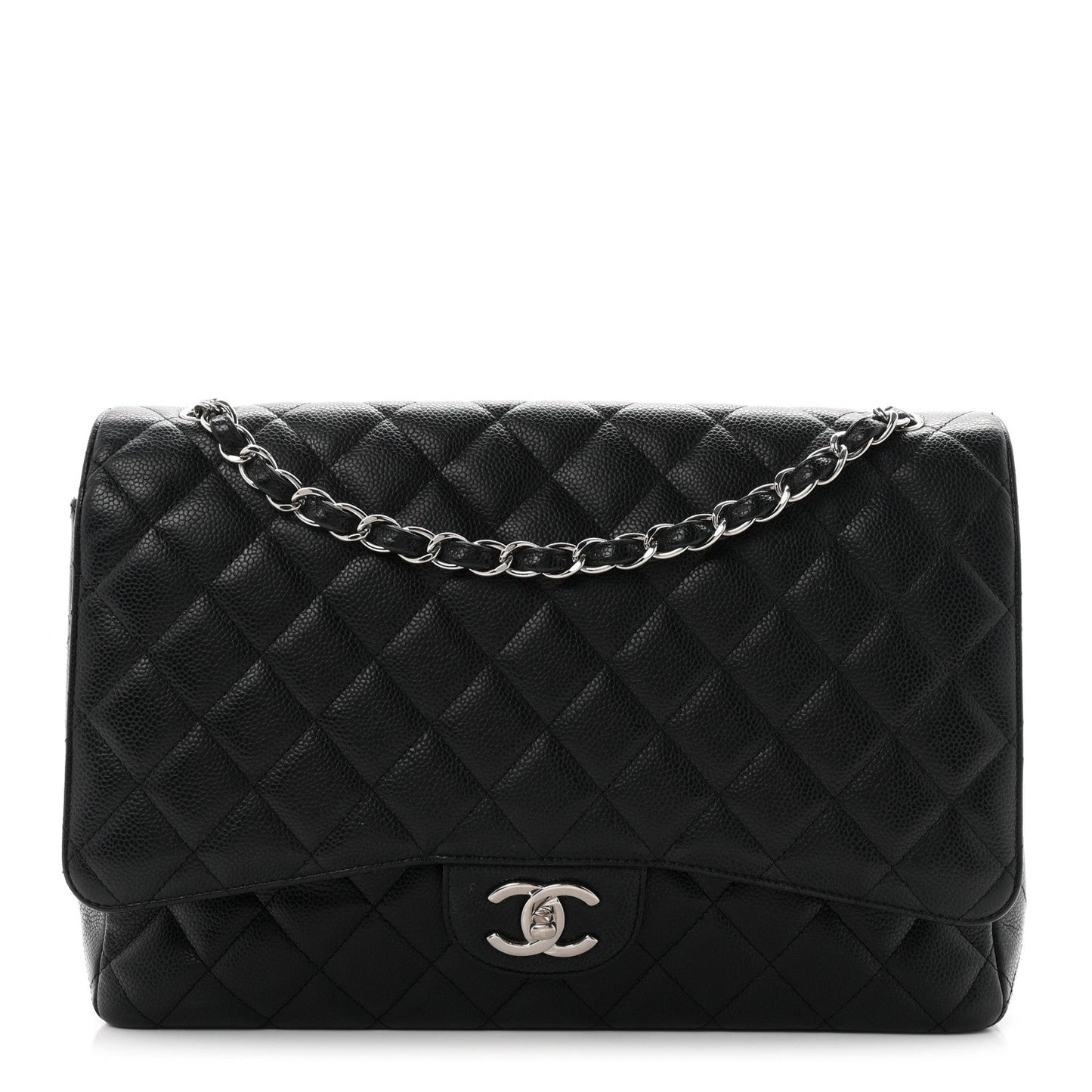 Caviar Quilted Maxi Double Flap Black