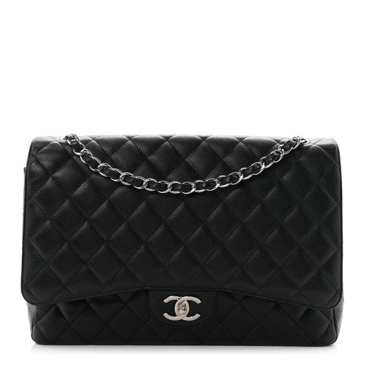 Caviar Quilted Maxi Double Flap Black