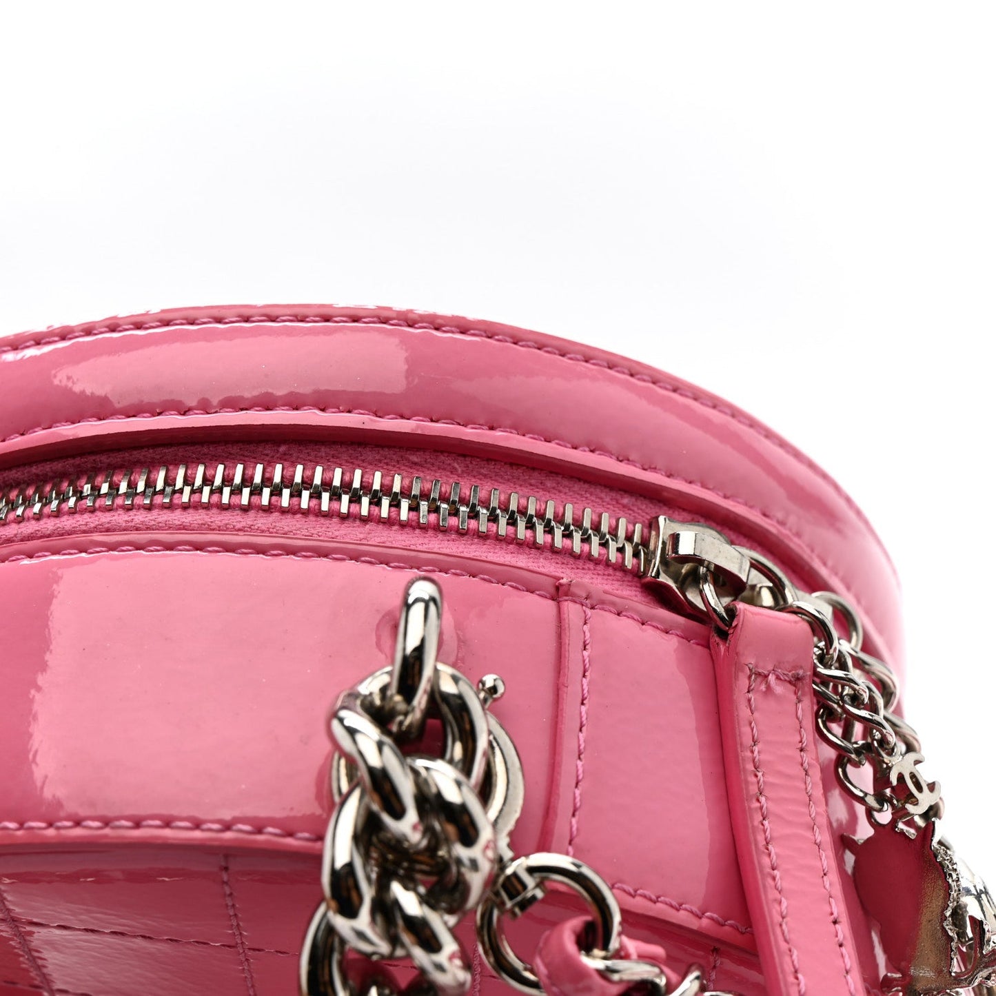 Patent Round As Earth Evening Bag Pink