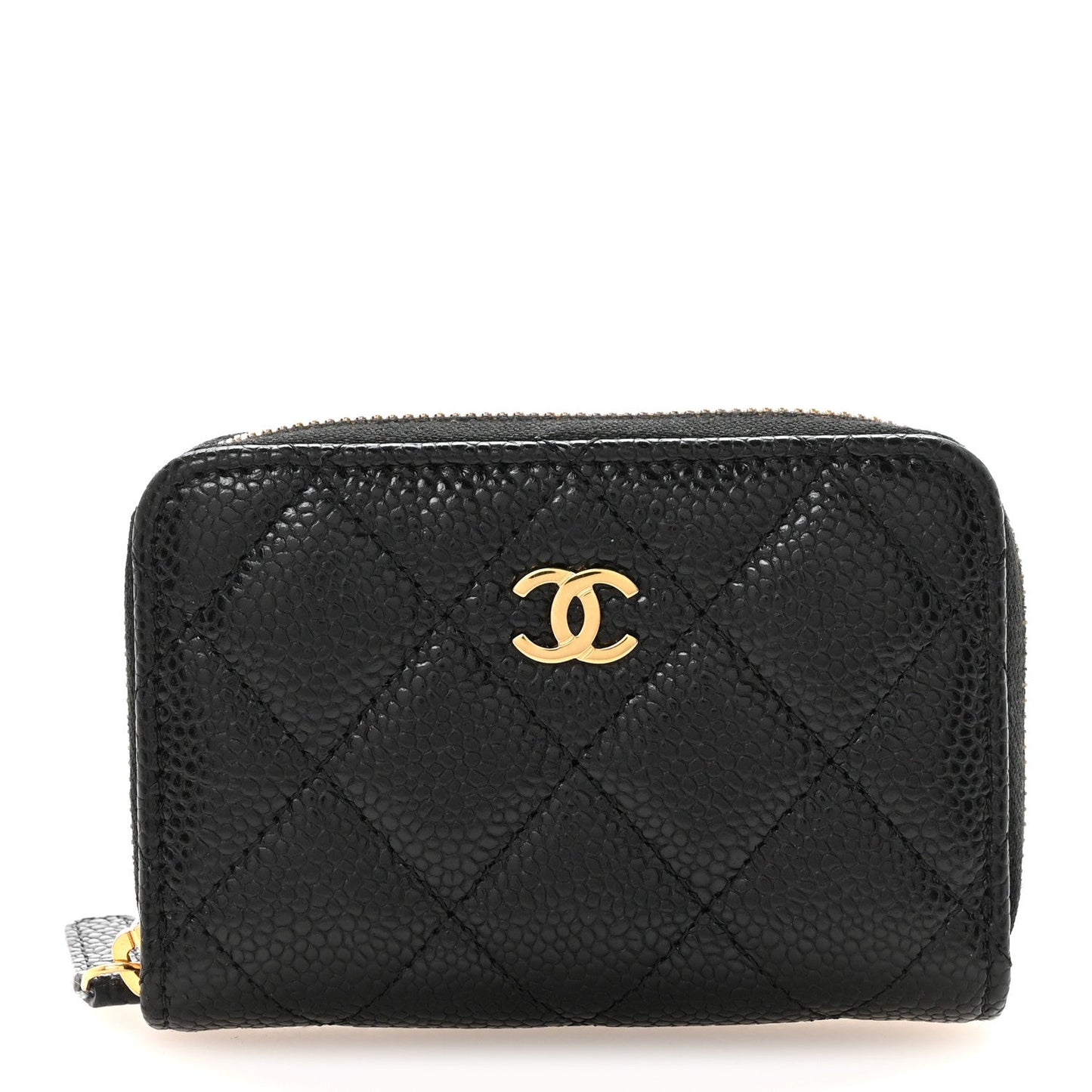 Caviar Quilted Zip Coin Purse Black