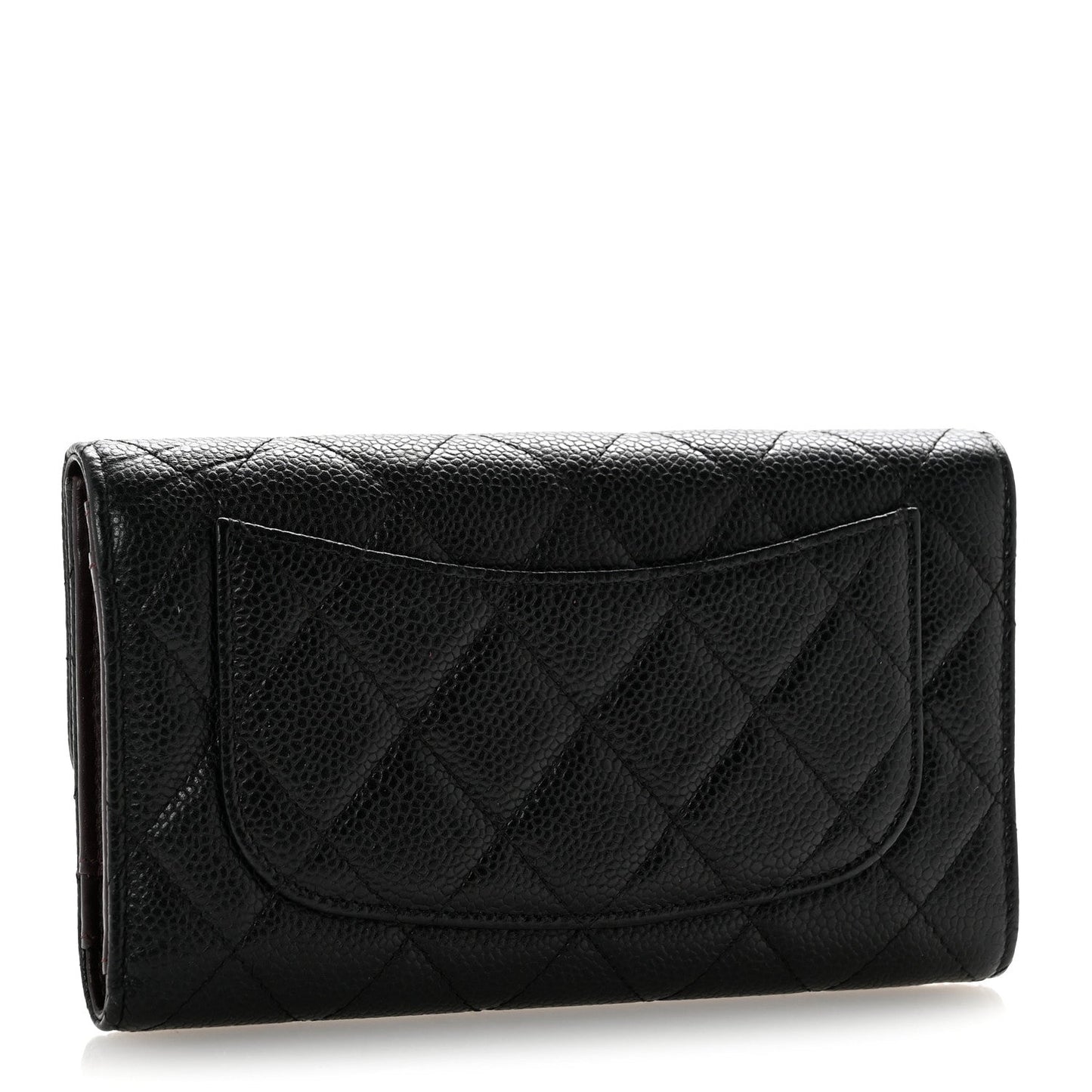 Caviar Quilted Large Flap Wallet Black