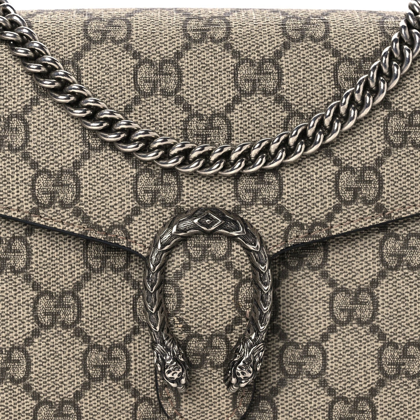 GG Supreme Monogram Mini Dionysus Chain Wallet Beige Black